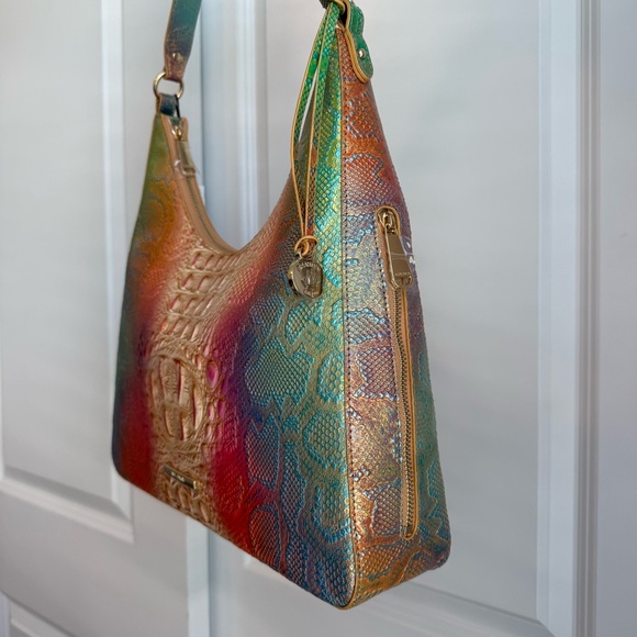 Brahmin Multi Abalone Tabitha Shoulder Bag Tri-Color Cobra Snake Embossed - Picture 4 of 9
